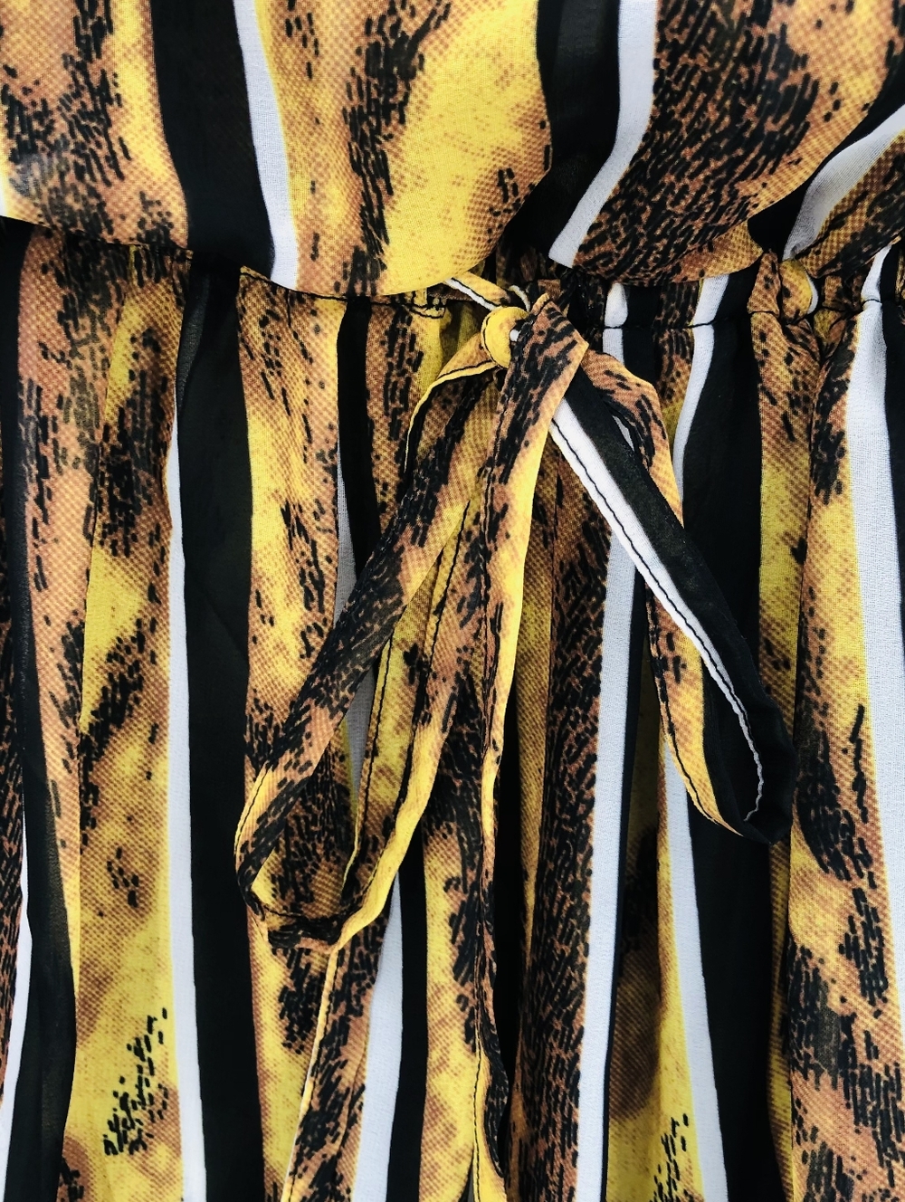 Hotel Particulier Yellow, Brown, Black Striped Animal Print Mini Dress, Italy S - Picture 5 of 9